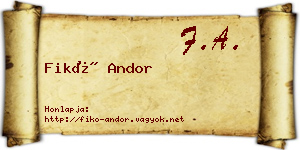 Fikó Andor névjegykártya
